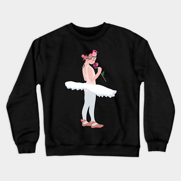 Ballerina girl with peony flower Crewneck Sweatshirt by Orangerinka